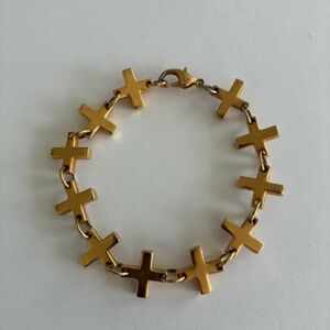 Vintage Robert Lee Morris 18 ct gold plated cross bracelet